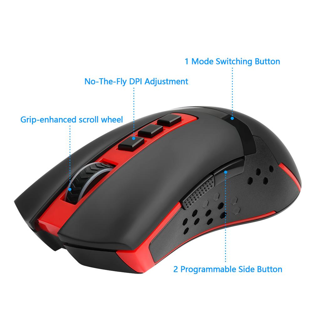 Redragon USB Wireless Gaming Mouse 4800 DPI 9 buttons ergonomic design for 2.4G desktop computer accessories  gamer lol PC