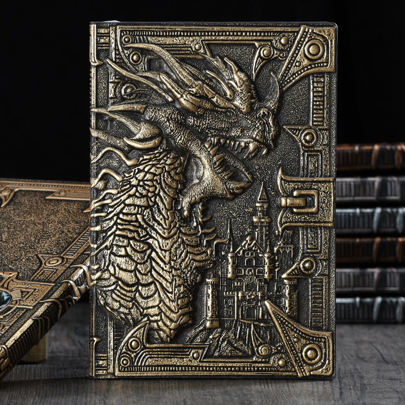 Retro Embossed Evil Dragon Notebook Metal Three-Dimensional Dinosaur European-Style Notebook