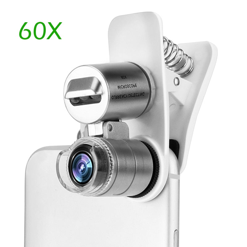 60X Optical Zoom Phone Microscope Lens Micro Phone Lens Magnifier With Clip