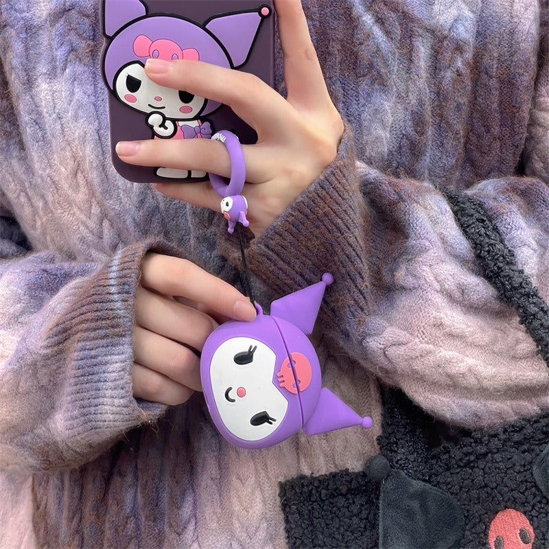 Big Head Kuromi Suitable For Airpods Protective Case 2 Cute Apple Wireless Bluetooth 3rd Generation Pro Headset Silicone