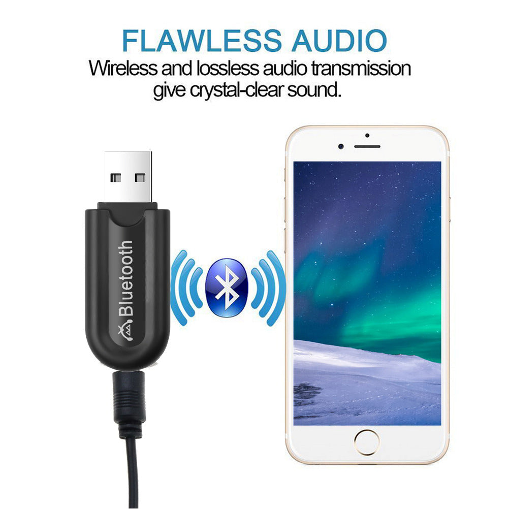 Dual Output Bluetooth Audio Receiver USB Wireless Music Receiver Aux Adapter