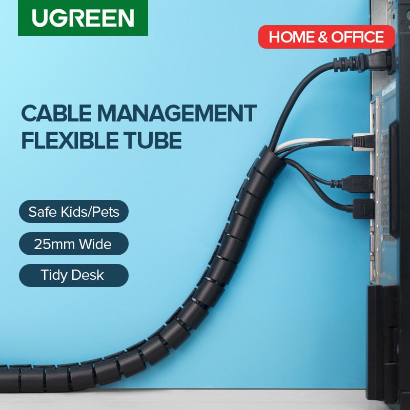 Ugreen Cable Holder Organizer 25mm Diameter Flexible Spiral Tube Cable Organizer Wire Management Cord Protector Cable Winder