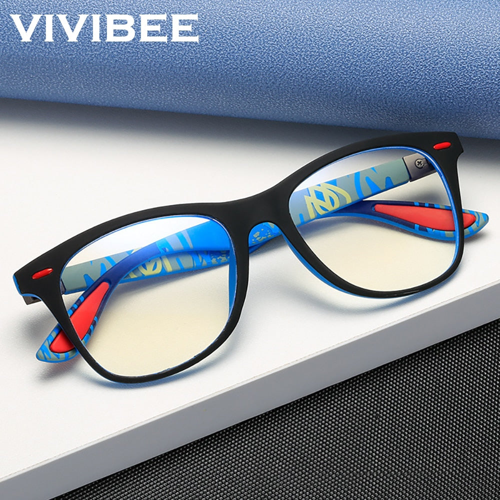 VIVIBEE Classic Blue Light Blocking Glasses Men Square Matte Black Women Anti Ray Lens Unisex Gaming Eyewear New Product