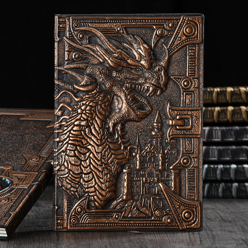 Retro Embossed Evil Dragon Notebook Metal Three-Dimensional Dinosaur European-Style Notebook