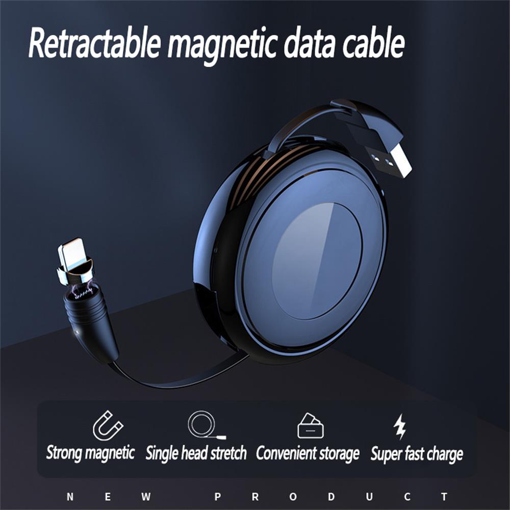 3 In 1 USB Cable Unilateral Expansion Magnetic USB Cable Magnetic Fast Charging With LED Indicator For Huawei Samsung Xiaomi