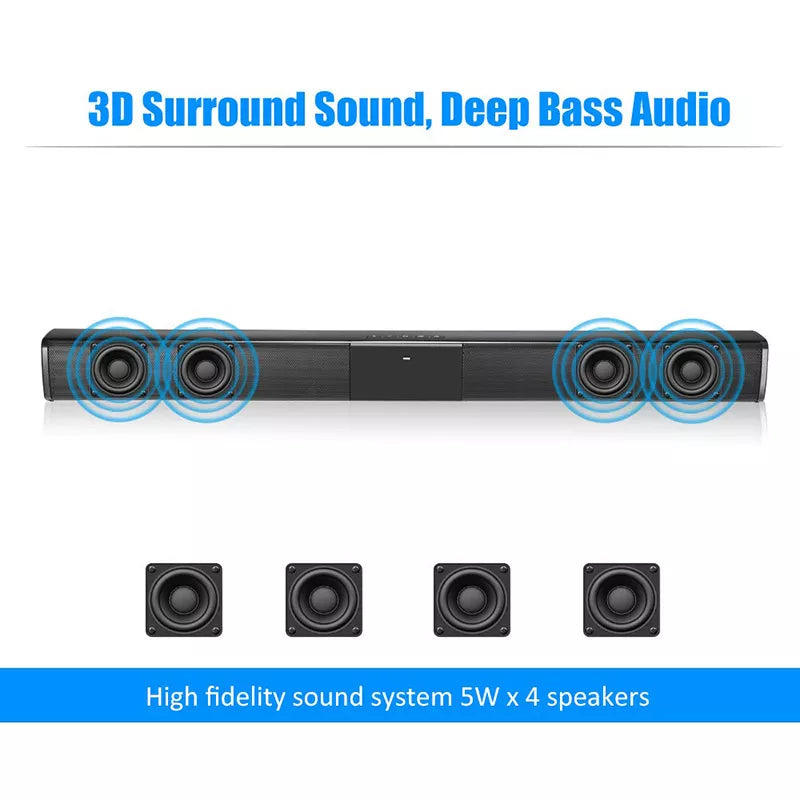 20W TV Sound Bar Wired and Wireless Bluetooth Home Surround SoundBar for PC Theater TV Speaker