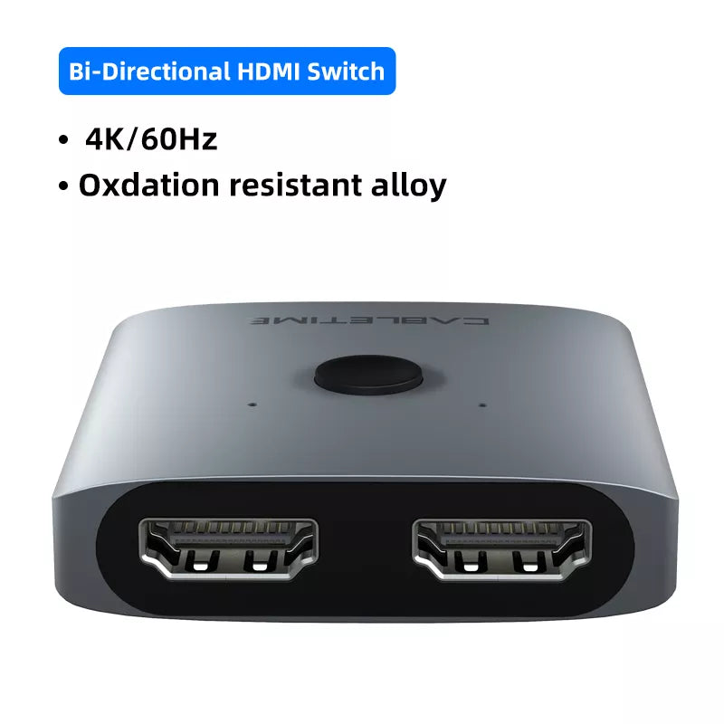 CABLETIME HDMI Splitter 4K 60Hz 1x2/2x1 Adapter HDMI Switcher 2 in 1 Converter for latop Macbook Air HDTV PS4 HDMI Switch C355