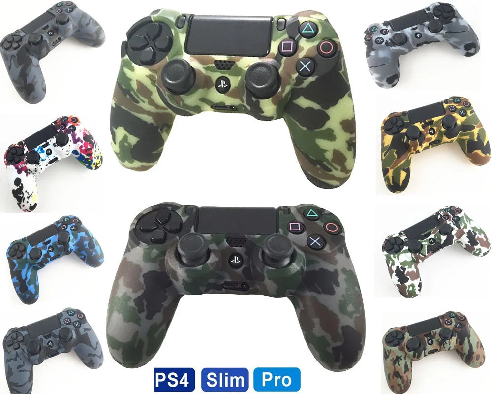 PS4 Accessories Silicone Gel Guards sleeve Skin Grips Cover Case Caps For Playstation 4 PS4 Pro Slim Durable Camouflage Camo