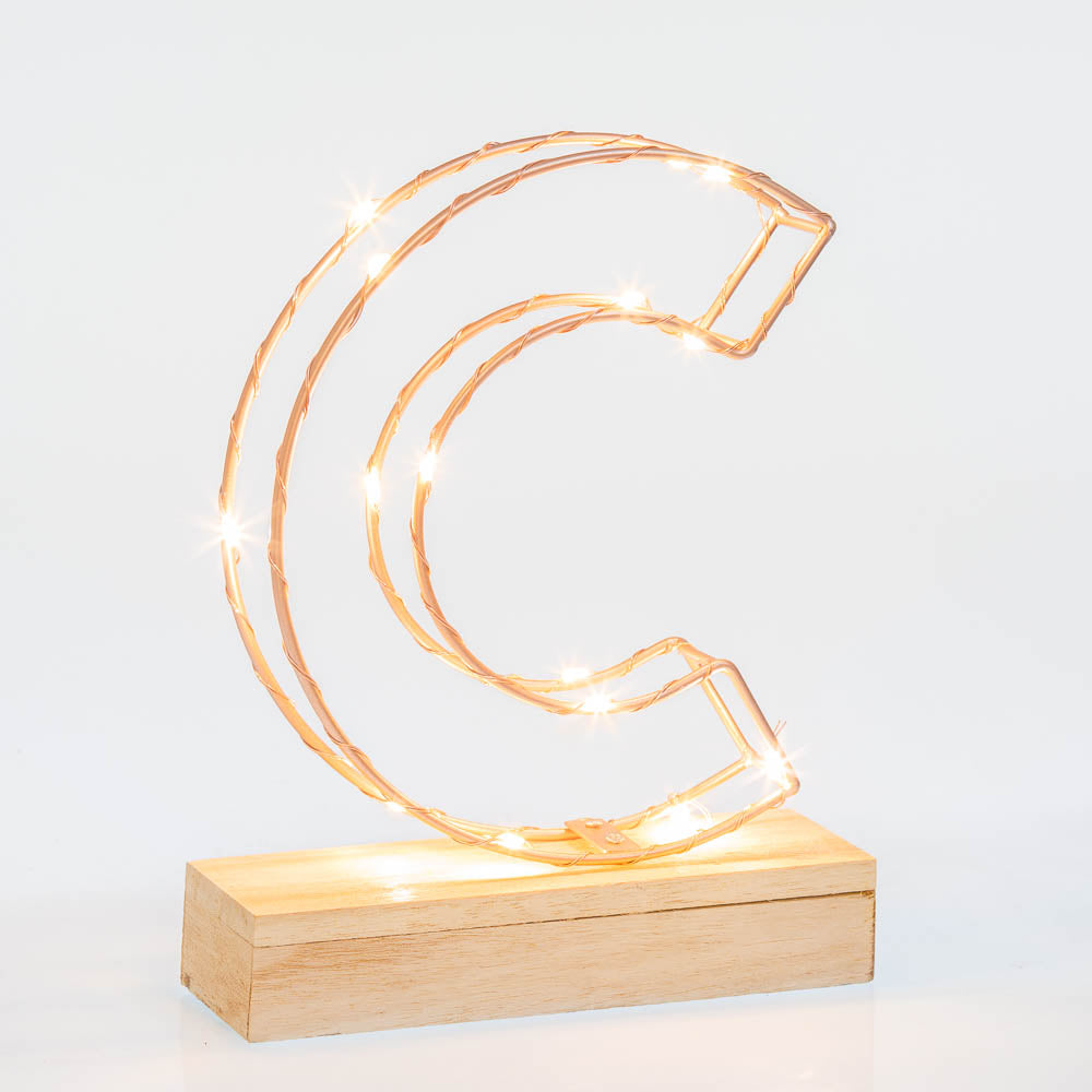 Light Up Letter C Wire Frame Copper Rose Gold Alphabet Light