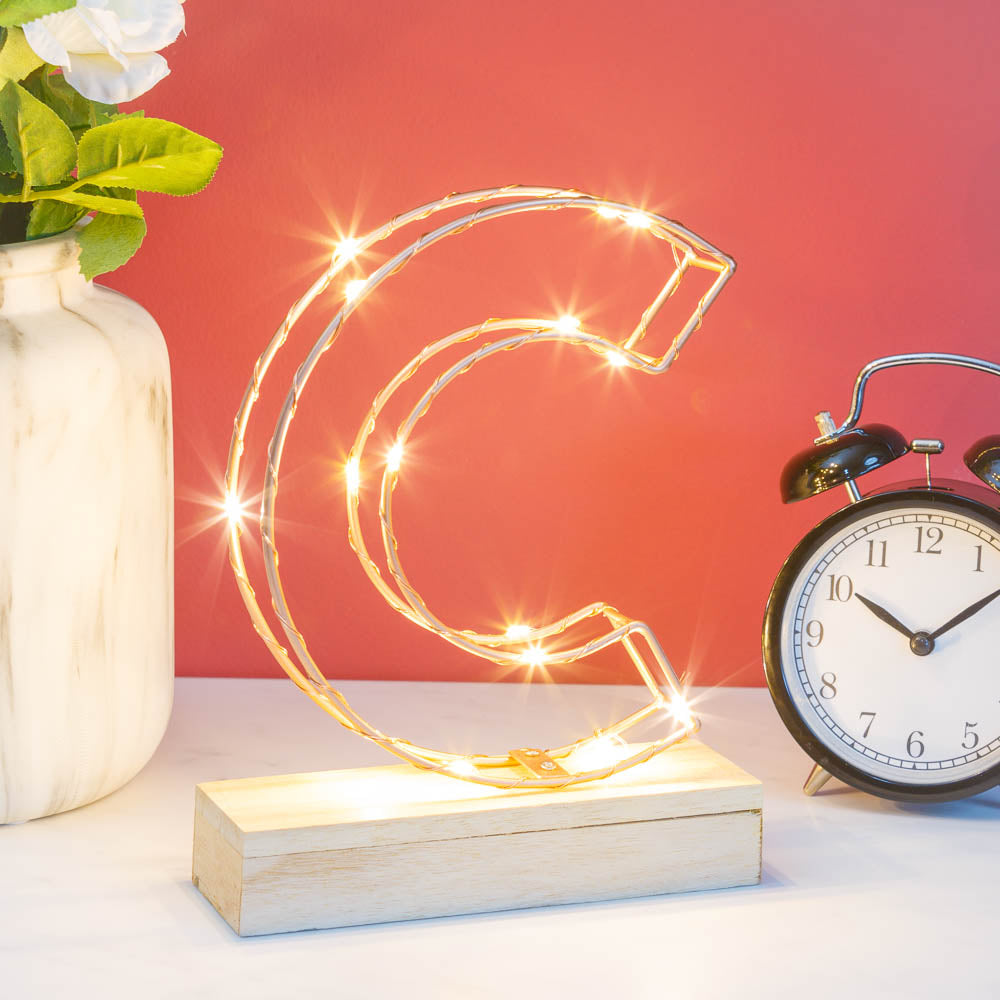 Light Up Letter C Wire Frame Copper Rose Gold Alphabet Light